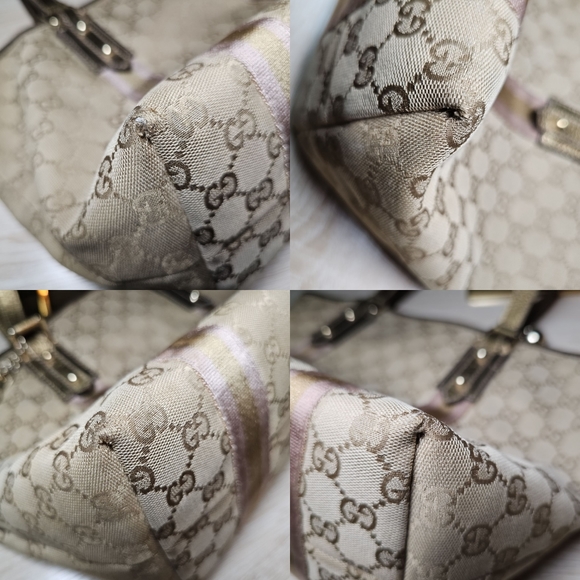 Authentic GUCCI Monogram GG Canvas Jolicoeur Pink and Gold Tote - Picture 6 of 14